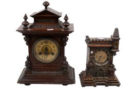 Two early 20th century wooden cased mantel clocks.