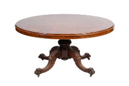 A Victorian inlaid burr walnut breakfast table.