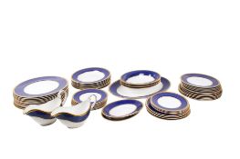 A collection of Coalport Athlone-Blue dinner service items.
