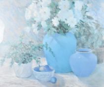 Jackie Simmonds (1944) - Blue Marbles, pastel drawing.