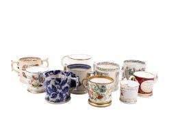 A group of ten assorted 19th century pottery cider mugs. Including 1 Quart size, etc. Max.