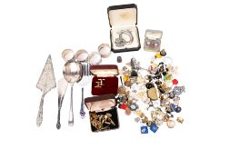 An assortment of costume jewellery, silver and silver plate.