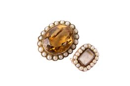 A small Georgian mourning brooch and a citrine set brooch.