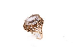 A 9ct gold and quartz dress ring.