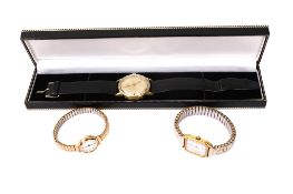 Three ladies' and gentlemen's wristwatches.