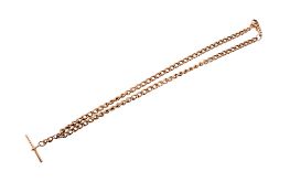 A 9ct gold double Albert chain.