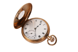 A 9ct gold half hunter pocket watch.