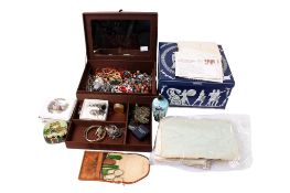 A collection of silver and costume jewellery and collectables.