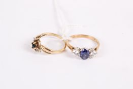 Two 9ct gold and stone rings.