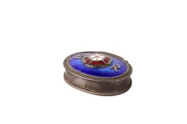 A small Queen Elizabeth II silver and enamel lidded box.