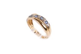 A 9ct gold and sapphire ring.