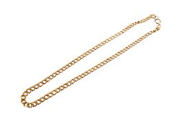An 18ct gold necklace. Most links marked 18ct, clasp marked 9ct, L39cm, gross weight 30g.