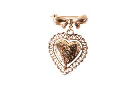 A 9ct gold heart shaped locket brooch.