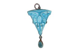 An Art Nouveau style enamelled white metal pendant.