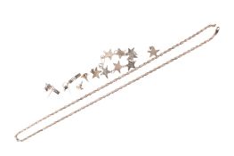 A small group of silver and metal jewellery.