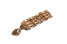 A 9ct gold gate link wide bracelet.