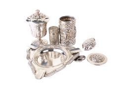 An assortment of 19th century and later silver and white metal.
