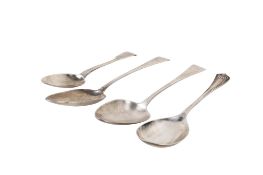 Four George III and later silver spoons.