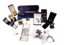 A collection of silver and costume jewellery.