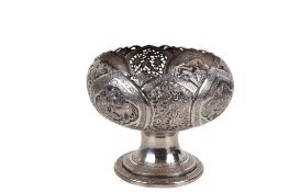 A Middle Eastern silver pierced footed bowl.