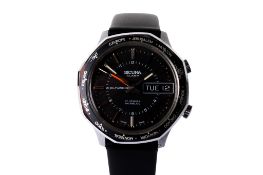 A gentleman's Sicura Day Date alarm world timer wristwatch.