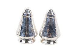 A 20th century silver 'space rocket' salt and pepper set.