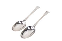 A pair of George III silver spoons.
