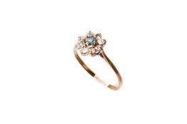 A 9ct gold cluster ring.