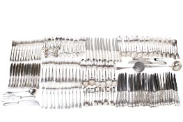 An extensive Spanish Meneses of Madrid silverplated canteen of cutlery in a fitted teak case.