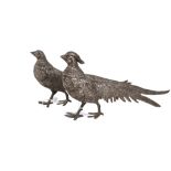 A pair of Italian silverplated pheasants.