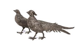 A pair of Italian silverplated pheasants.