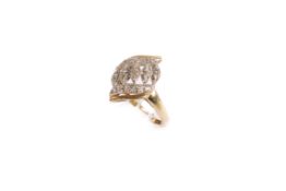 A QVC 9ct gold dress ring. With small illusion set diamonds, hallmarked, size P, gross weight 2.5g.