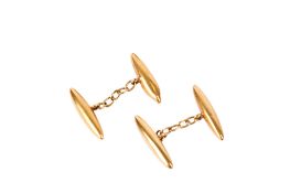 A pair of 18ct gold torpedo cufflinks. Hallmarked, weight 4.78g.