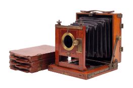 An Unbranded Antique Field camera. Brass and Mahogany construction.