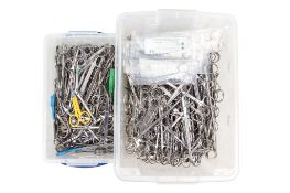 A large collection of medical, bandage and surgical scissors.