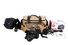 Canon EOS 750D SLR camera outfit including bag