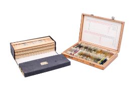 Approximately 140 prepared microscope slides within two cases.