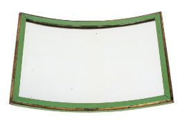 A Victorian Concaved Anamorphic mirror. With a green painted wooden frame.