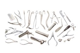 A collection of medical and surgical tools.