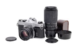 An Asahi Pentax SP1000 35mm SLR camera outfit. Chrome. Serial number 5805243. Shutter working.