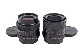 Two Carl Zeiss Jena MC Prakticar lenses. To include; a 35mm f2.