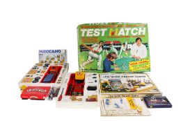 An assortment of Meccano and vintage games.