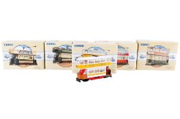 Five Corgi diecast trams from the Commercial Vehicles series. Comprising No.