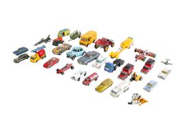 A collection of playworn diecast vehicles.