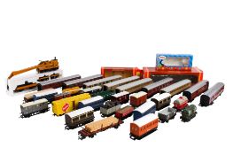 An assortment of 00 gauge carriages, wagons, freight and rolling stock. Including a boxed Hornby R.
