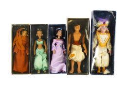 Five Deagostini Disney Aladdin dolls.