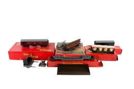 A collection of 00 gauge Tri-ang railways wagons and coach sets. Including a R.