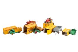 Six Dinky diecast industrial farming vehicles. Comprising a No.
