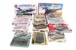 A collection of Airfix military vehicle plastic kits. Including a M4 Sherman MK.