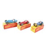 Three Dinky diecast racing cars. Comprising a No.
